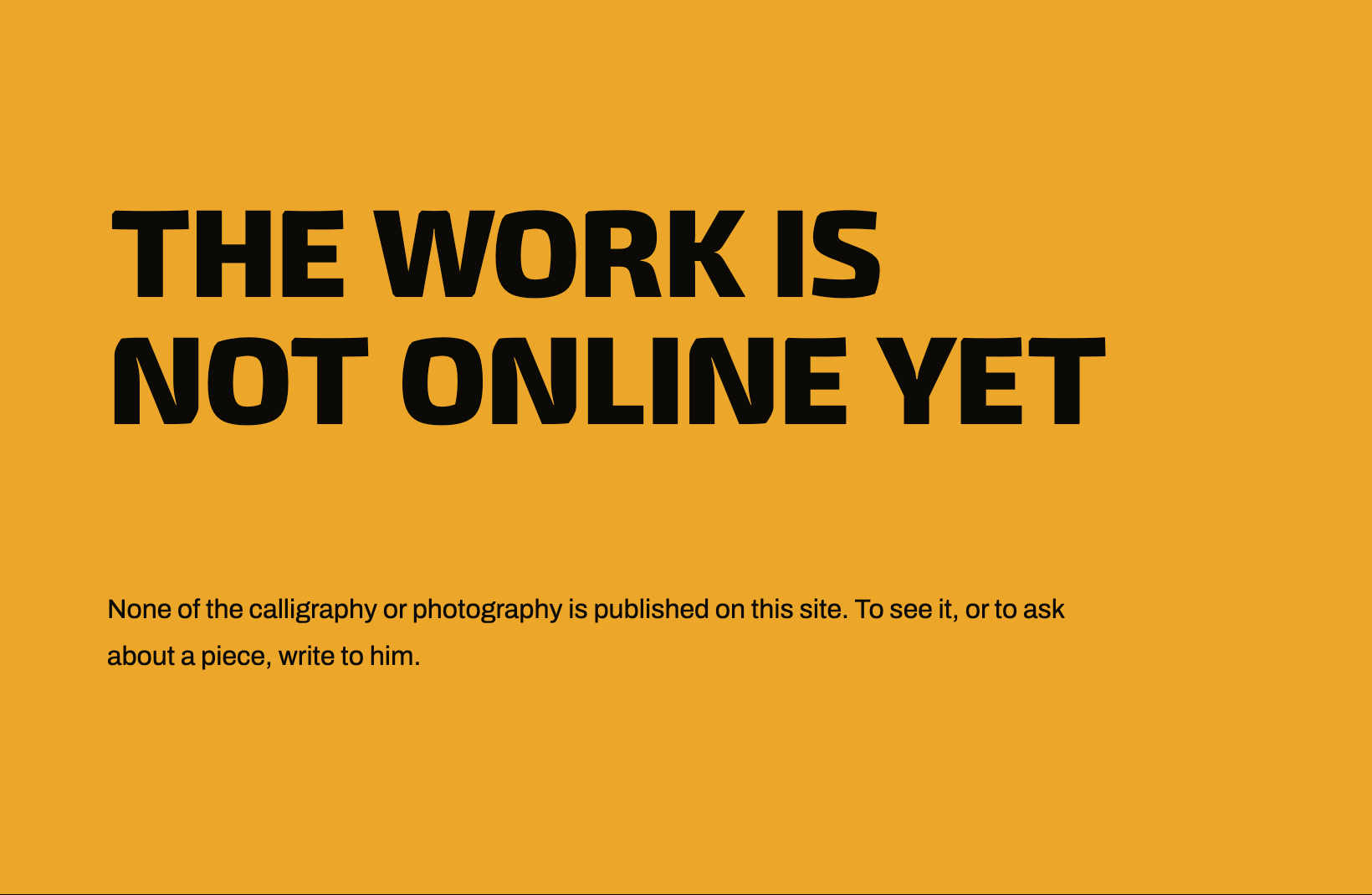 Arash Rezvani on desktop — the English work page’s closing band: the work is not online yet