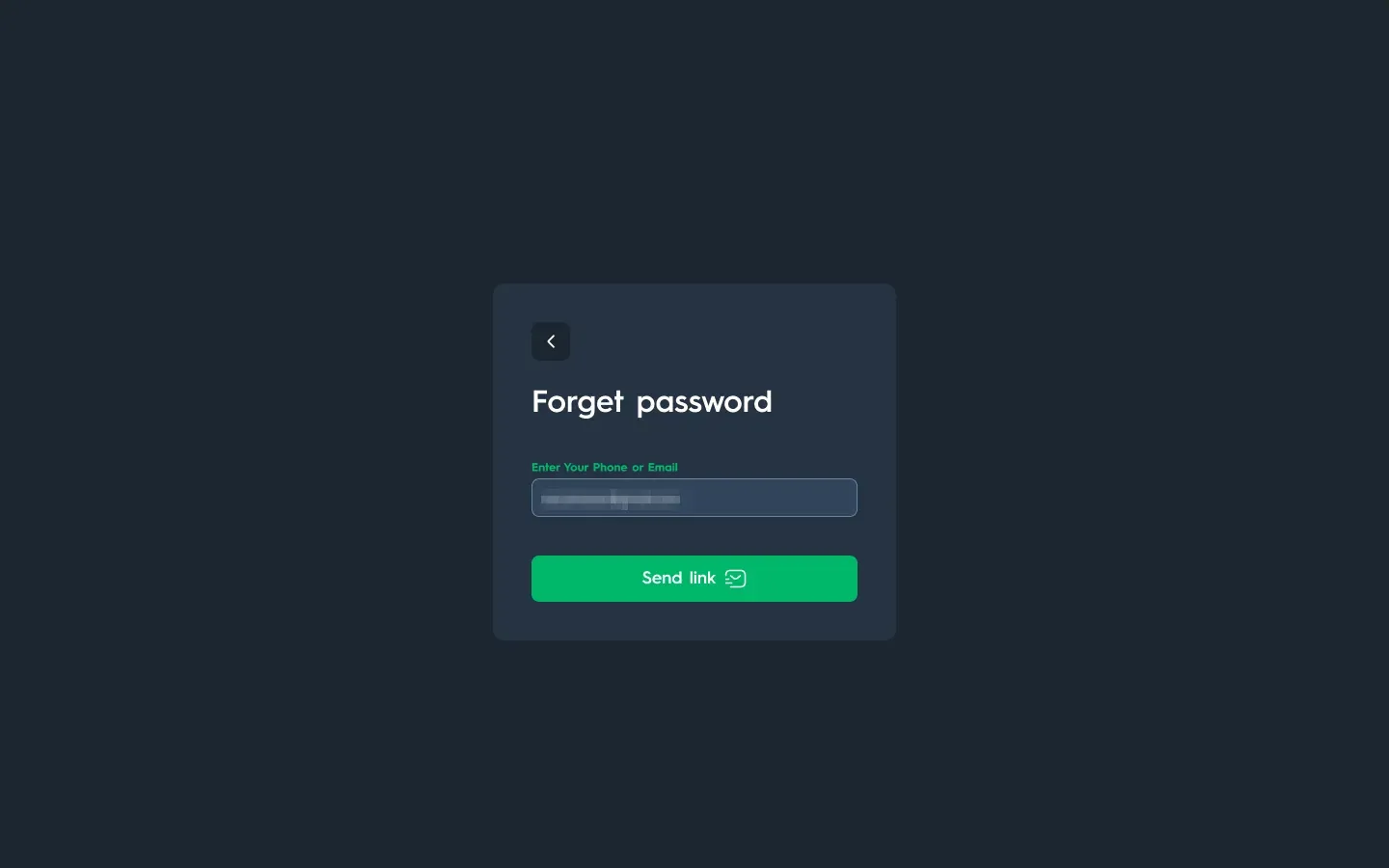 Carsparency Pro on desktop — Sign-in: Forgot password, with the sample email and phone number pixelated