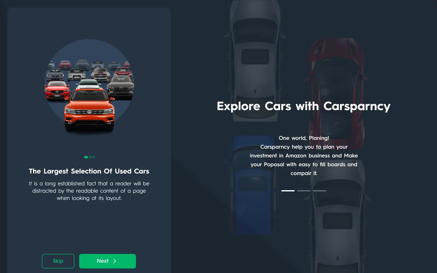 Carsparency Pro on desktop — Sign-in: Onboarding 1: the selection