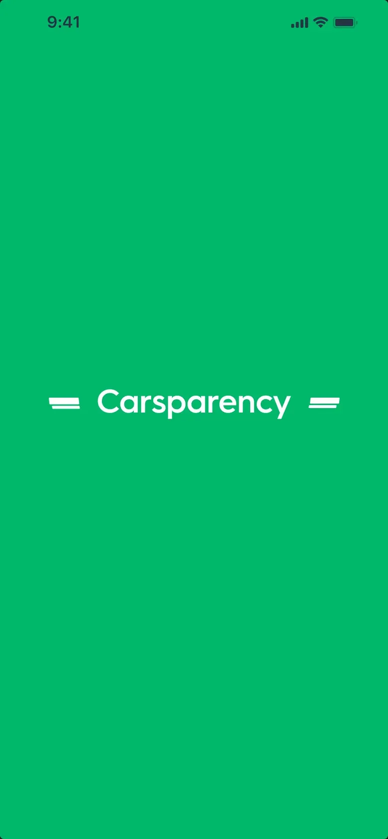 Carsparency Pro on a phone — Sign-in: Splash