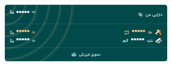 The holdings card with the balance hidden: every value masked, the card’s layout unchanged