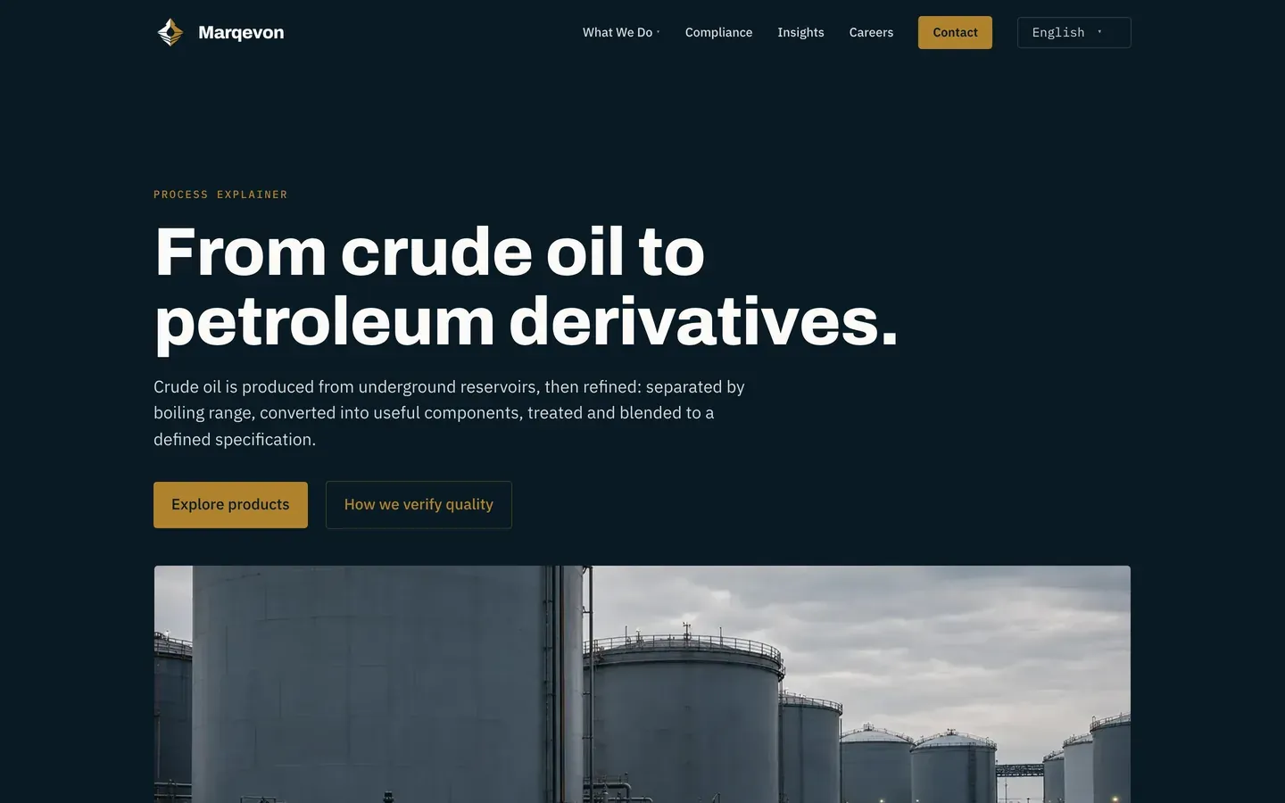 Marqevon on desktop — Petroleum derivatives, the first screen