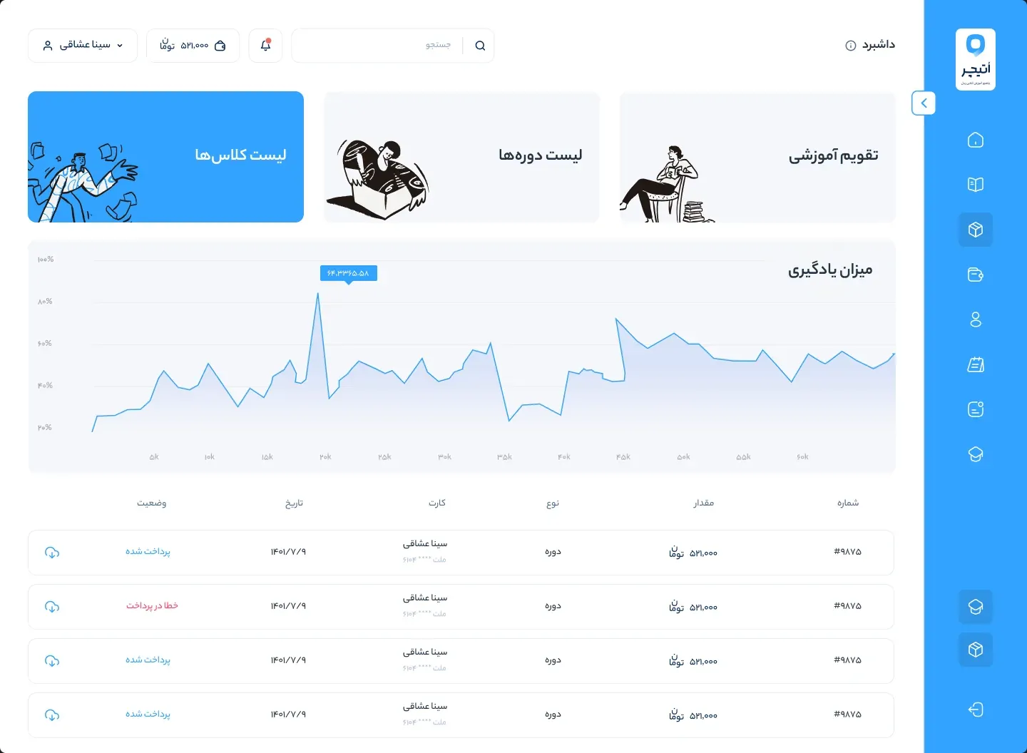 OTeacher concept screen — Panel concepts: Panel concept 2.3, side menu closed
