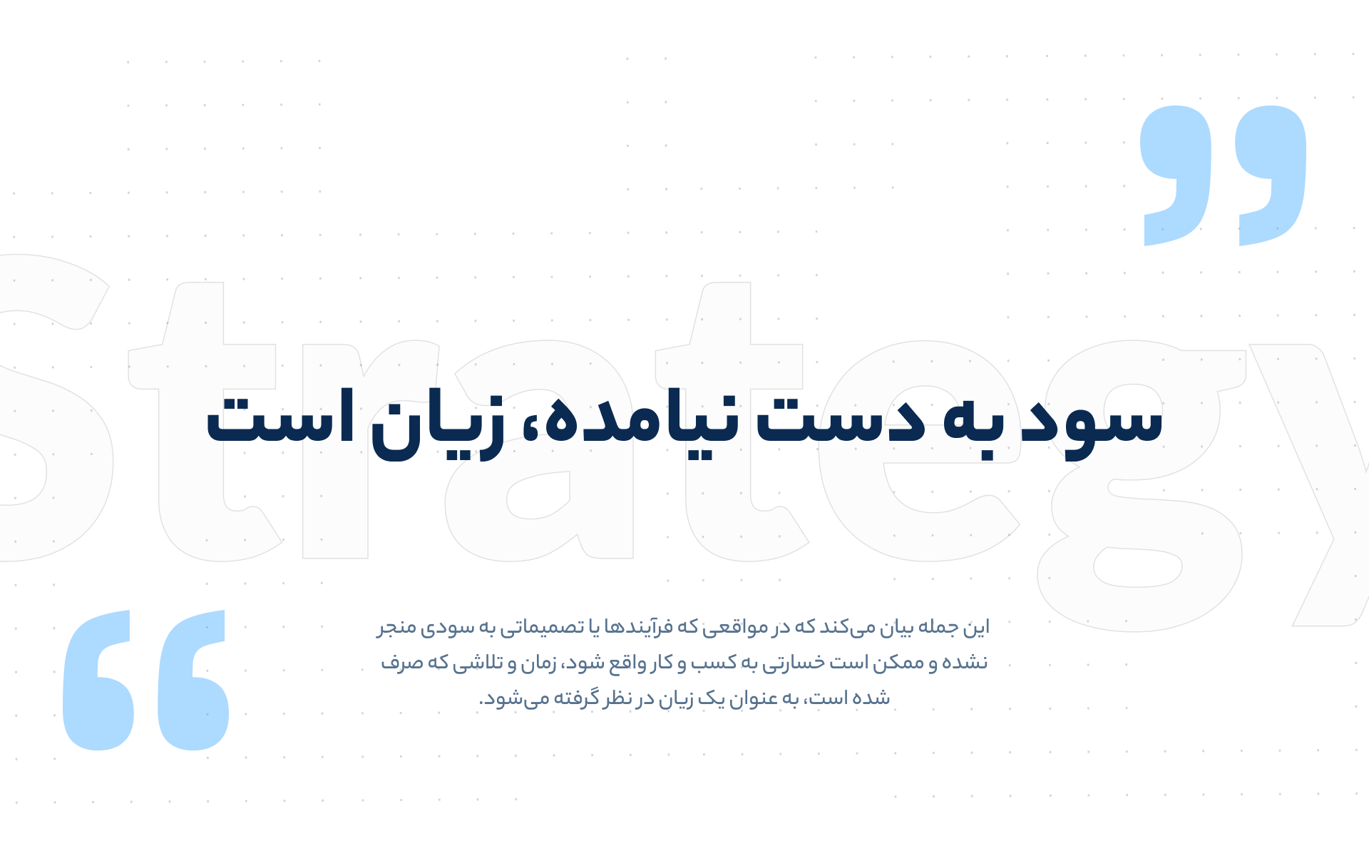 Strategy draft, slide 4 — unrealised profit is a loss