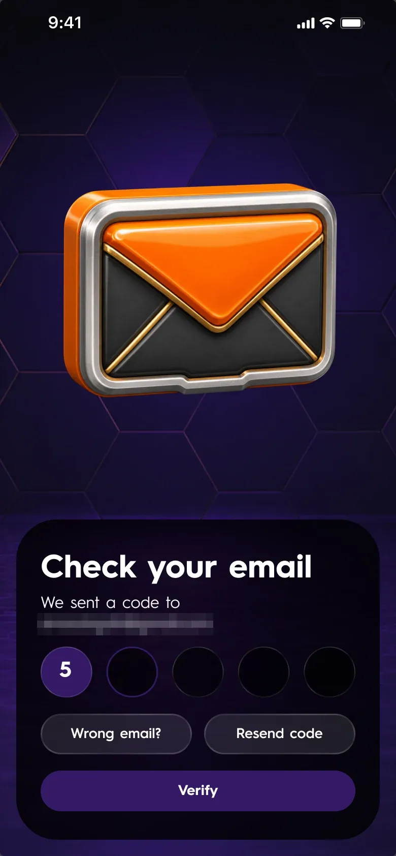 RP1 auf dem Smartphone — Anmeldung: E-Mail-Code, die E-Mail-Adresse verpixelt