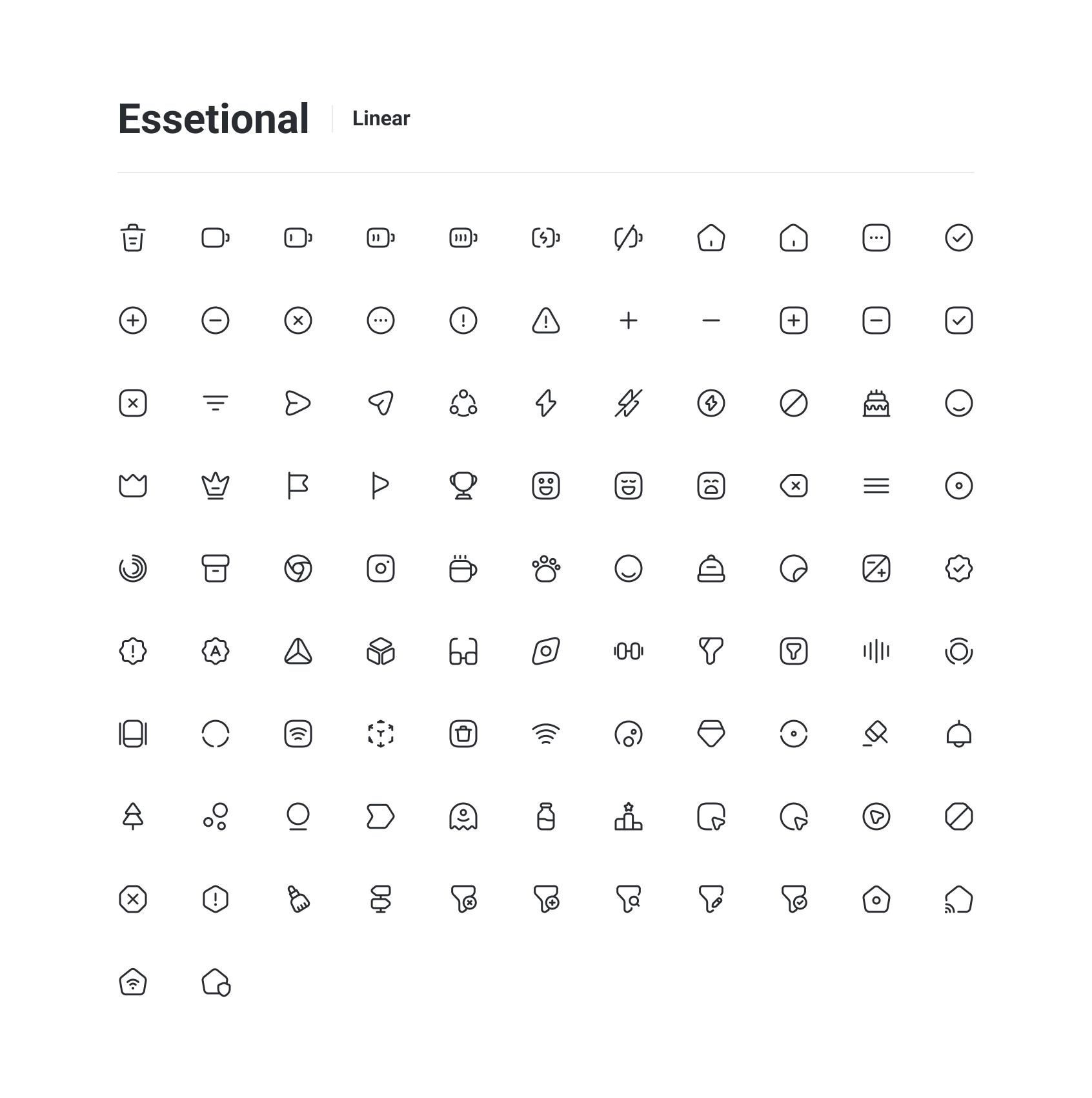 Yaravan — one category of the imported line-icon set: about a hundred icons in a grid